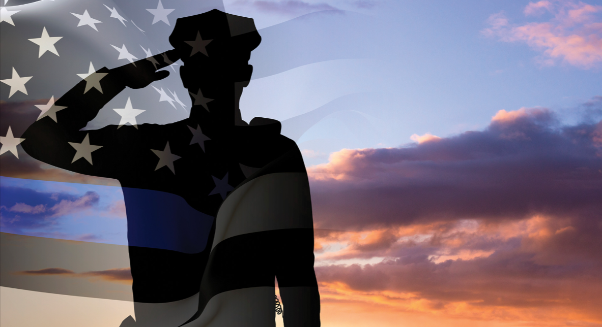 Officer Saluting American Flag Bianco Golf Tournament Hero Sponsor